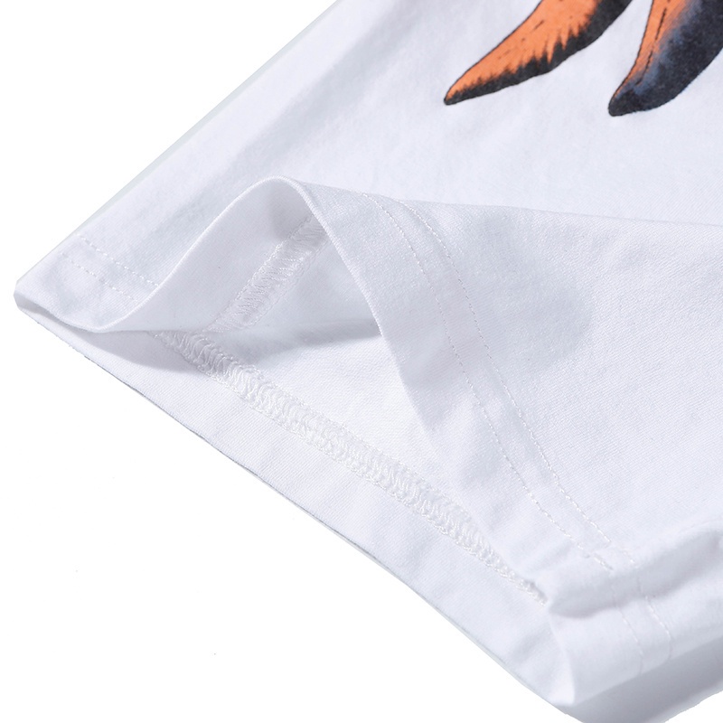 Áo Thun Cotton Tay Ngắn In Hình Đôi Cánh Màu Cổ Điển Thời Trang Unisex