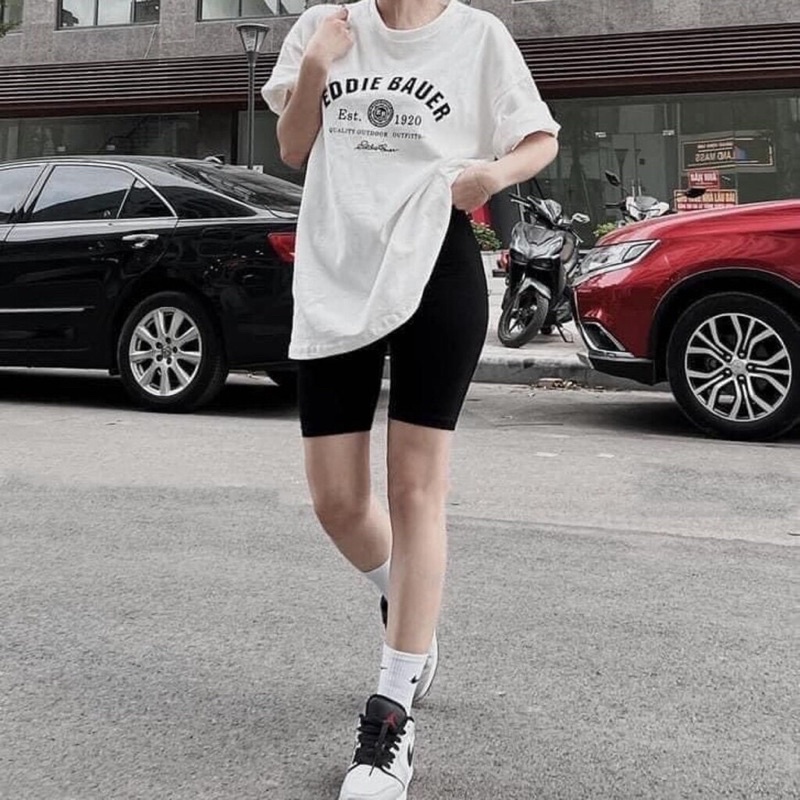 Quần legging lửng ngố đùi nữ quần lenging cuộn tím cạp chun bản to vải thun màu đen