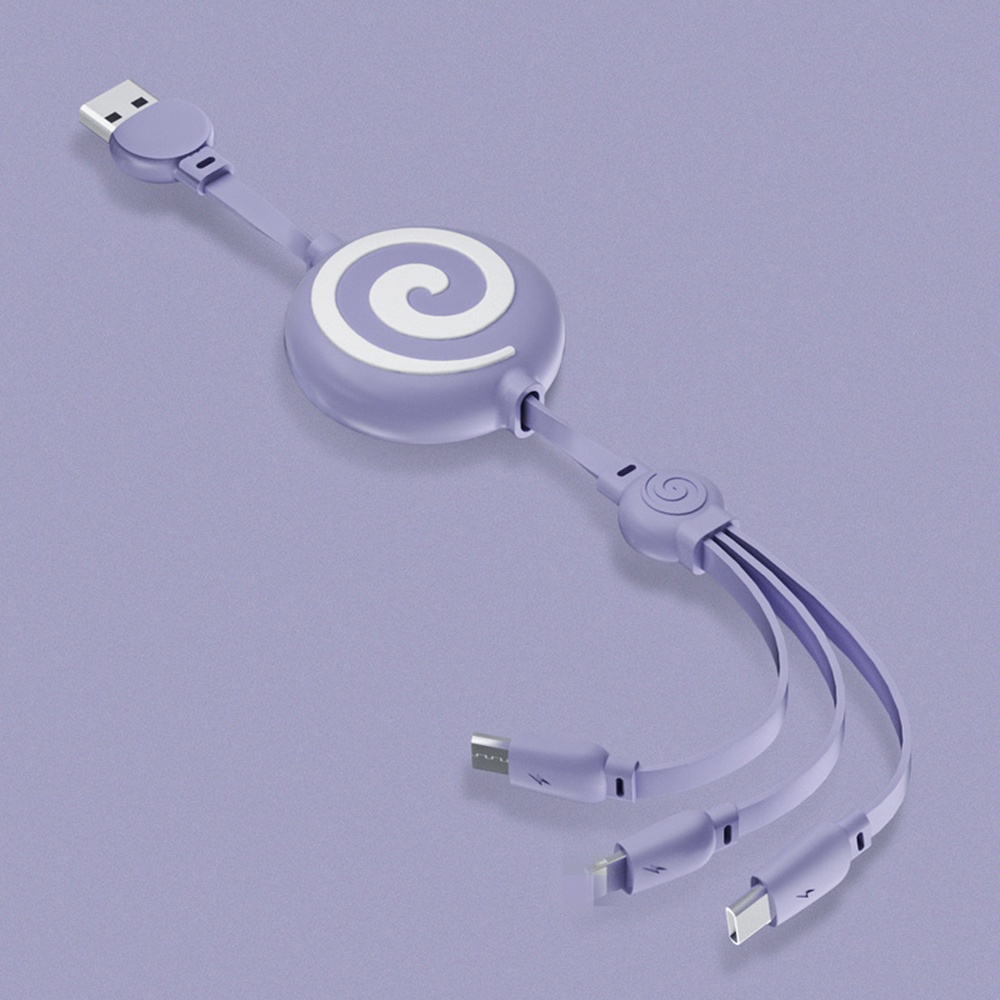 Dây Cáp Sạc/Truyền Dữ Liệu USB Nhiều Màu 3 Trong 1 Có Thể Thu Gọn Cho IOS Type-c Android Tablet 1M