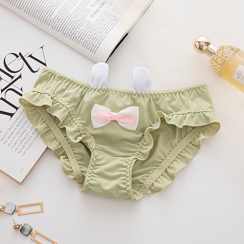 [L M - 40kg - 65kg] Tai Thỏ Lụa Băng ST051#Quần Lót Lụa Không Đường May Lưng Thấp Thoáng Khí Dành Cho Nữ 8776