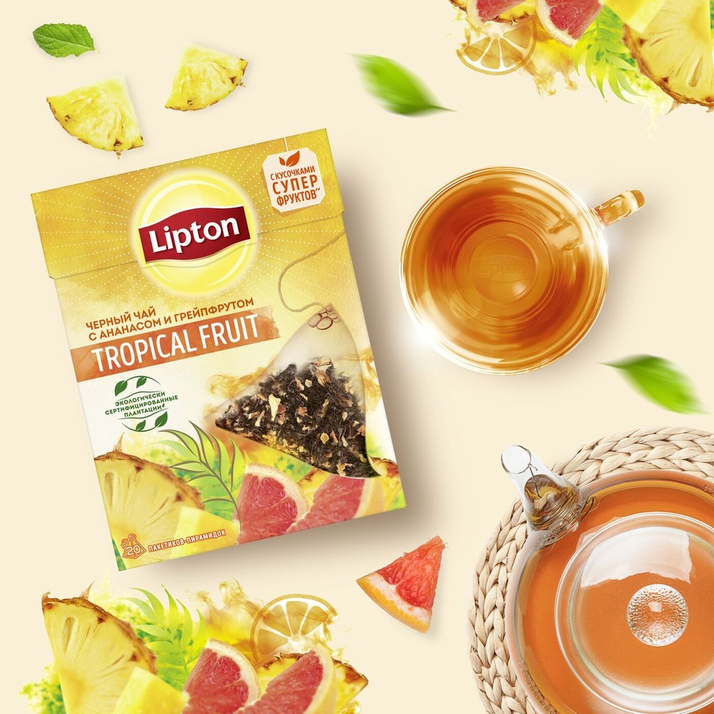 Trà hoa quả Lipton túi hình tam giá pyramid 20 gói/1 hộp  Lipton Citrus/ Tropical Fruit/ Blue Fruit/ Forest Fruit