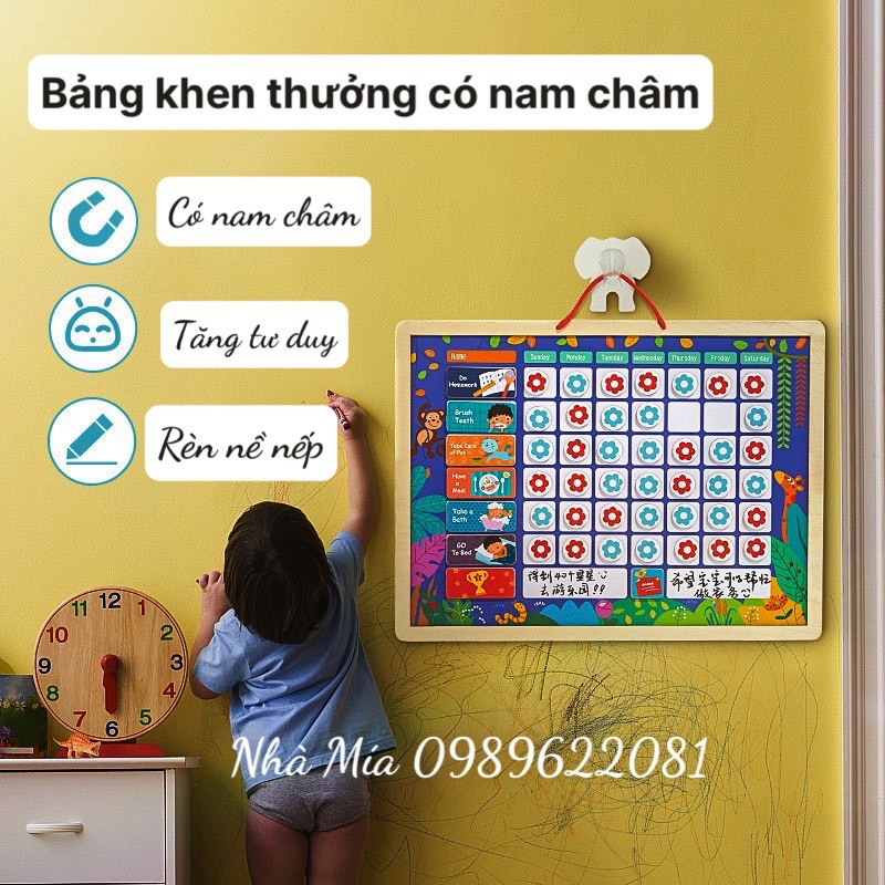 Bảng khen thưởng cho bé bằng nam châm giúp con rèn luyện tính kỷ luật và nề nếp, sticker khen thưởng cho bé