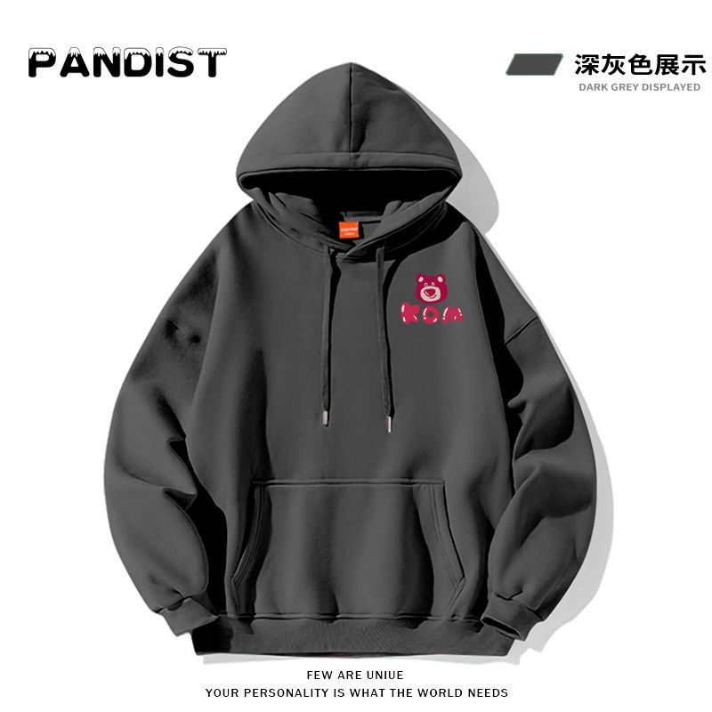 Áo Hoodie Dày Dặn Tay Dài In Họa Tiết Gấu Và Dâu Tây Dễ Thương Thời Trang Xuân Thu Cho Nữ
