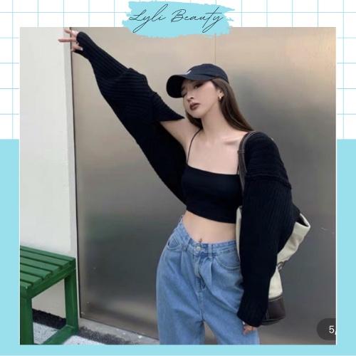 Set 2 món áo croptop - áo khoác ngoài cực phong cách