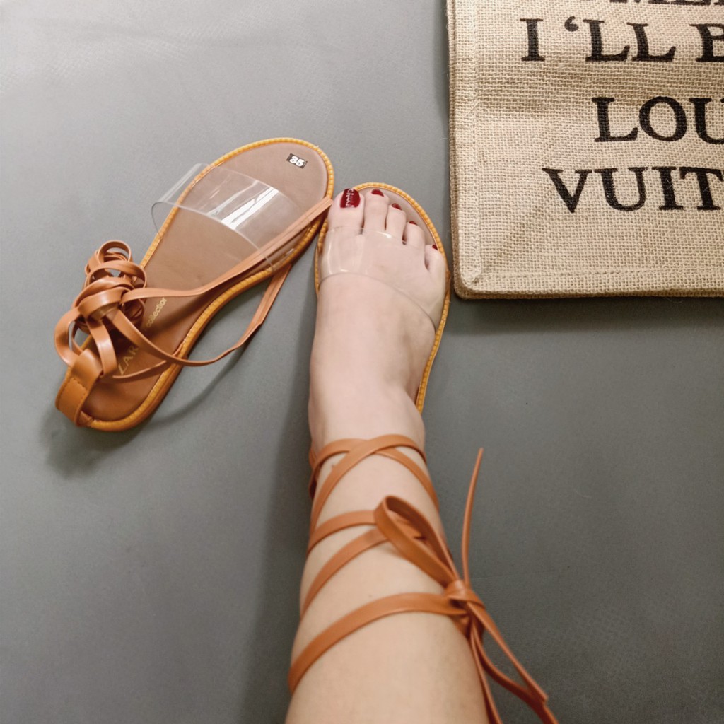 (CÓ SẴN) Giày sandal nữ cột dây chiến binh quai trong suốt đi biển mùa hè [FREESHIP]