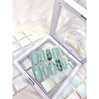 Móng úp thiết kế Hàn Quốc xanh pastel