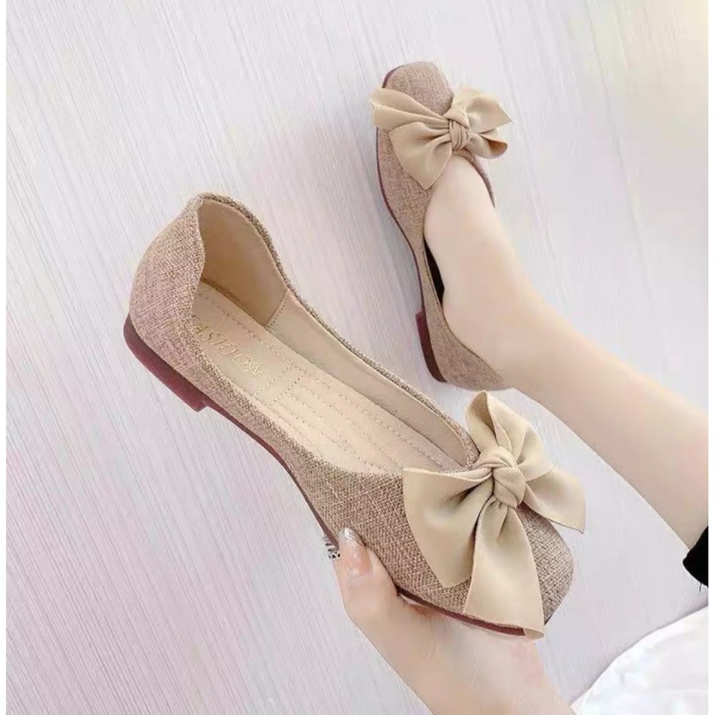 giày bệt / giày búp bê nữ vải dạ thắt nơ cực xinh 4.9