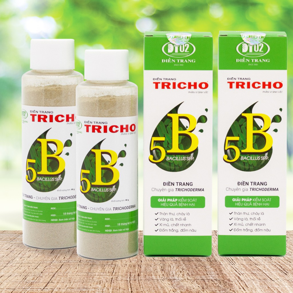 Combo 2 hộp Phân vi sinh Trichoderma Bacillus phòng ngừa hiệu quả nấm bệnh Tricho 5B