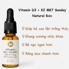 Vitamin D3 + K2 MK7 Sunday Natural 20ml hỗ trợ tăng chiều cao cho bé từ 0 - 4 tuổi