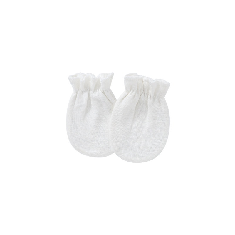 1 Cặp Găng Tay Cotton Mềm Mại Chống Cào Xước Màu Trơn Bảo Vệ Mặt Cho Bé Sơ Sinh