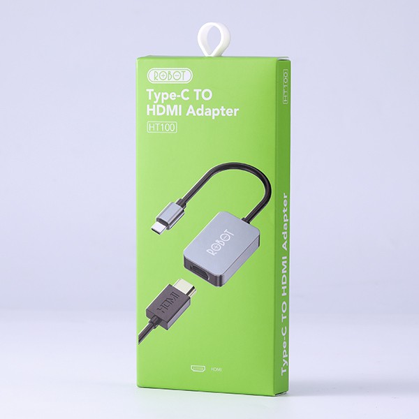 Bộ Chuyển Đổi Type-C Sang HDMI ROBOT HT100 Kết Nối Laptop USB-C Với Máy Chiếu - Hàng Chính Hãng