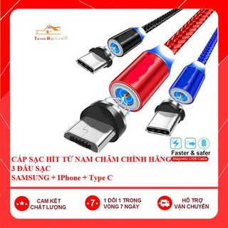 Cáp sạc hít nam châm từ tính 360 chân tròn Micro USB dây bọc dù siêu bền cho điện thoại Samsung, LG, Sony, OPPO, Xiaomi