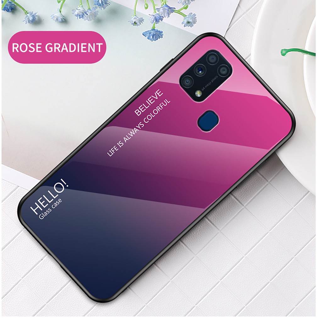 Ốp điện thoại mặt kính cứng cho Samsung Galaxy M31
