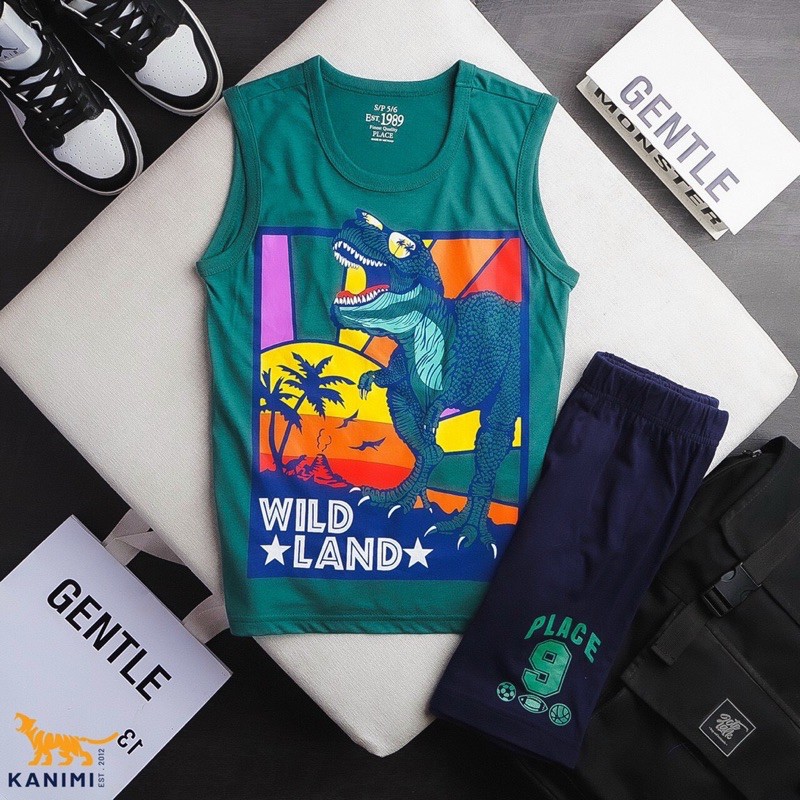 Bộ quần áo ba lỗ sát nách Place cho bé trai hàng xuất xịn size to