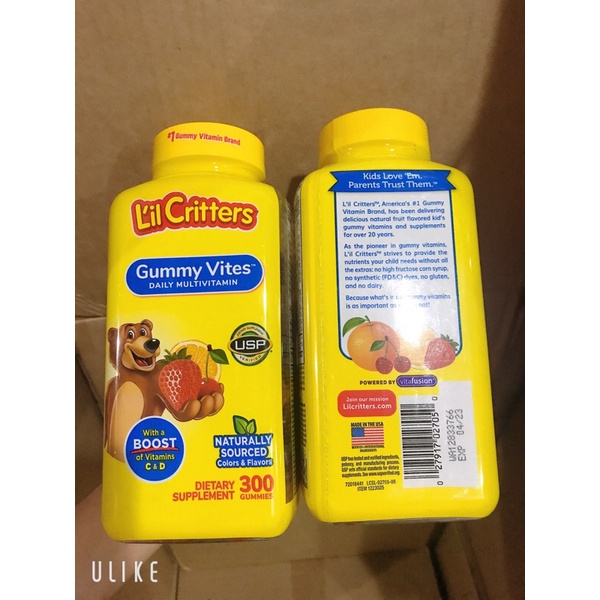Kẹo Dẻo Bổ Sung Vitamin Gấu Lil'Critter Gummy Vites Multivitamin Complete Cho Trẻ Từ 2 Tuổi 300 Viên