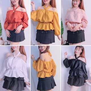 Áo kiểu baby doll bẹt vai peplum