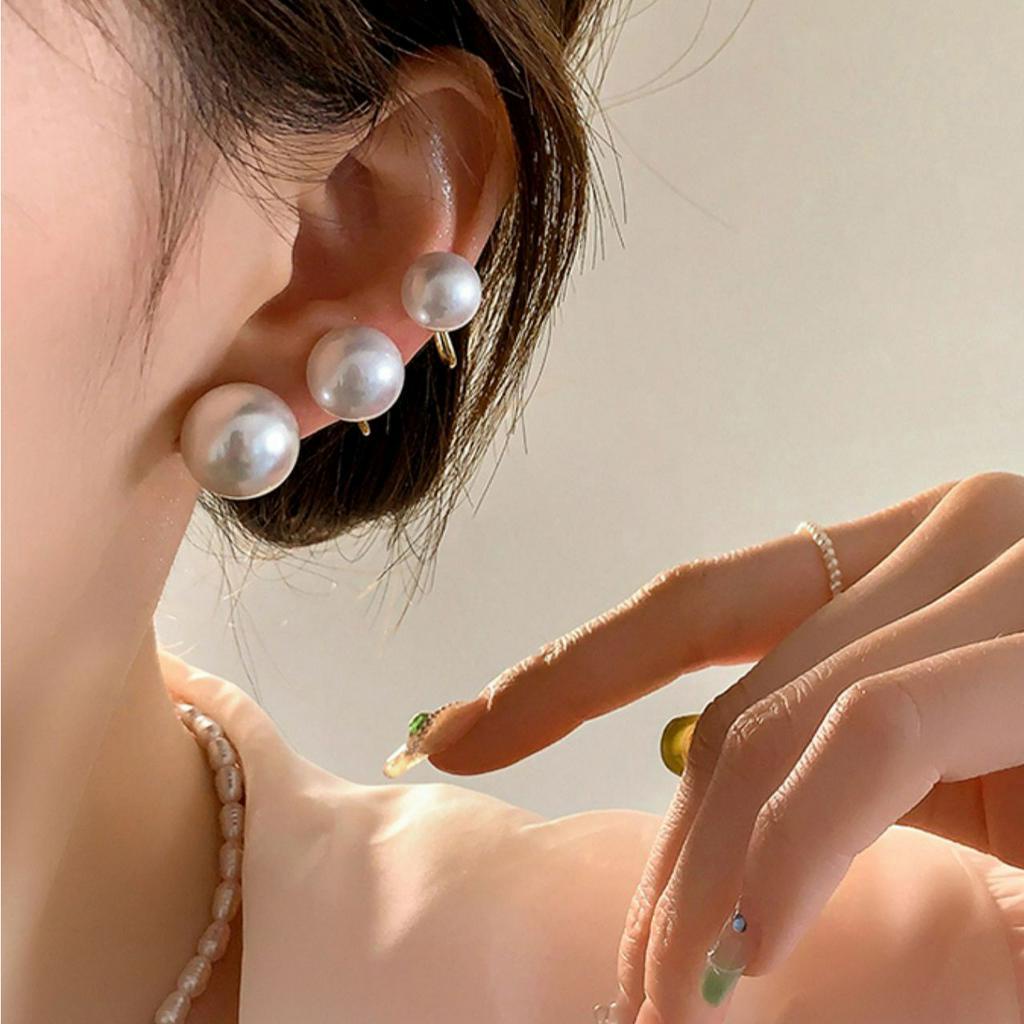 Bông Tai Dạng Kẹp Đính Ngọc Trai Đơn Giản Thời Trang Mùa Hè 2023