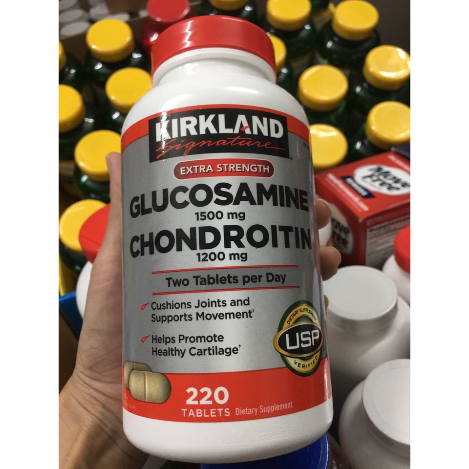 Glu220 Viên uống bổ xương khớp KIRKLAND Glucosamine 1500mg with Chondrotin 1200mg của Mỹ 220 viên