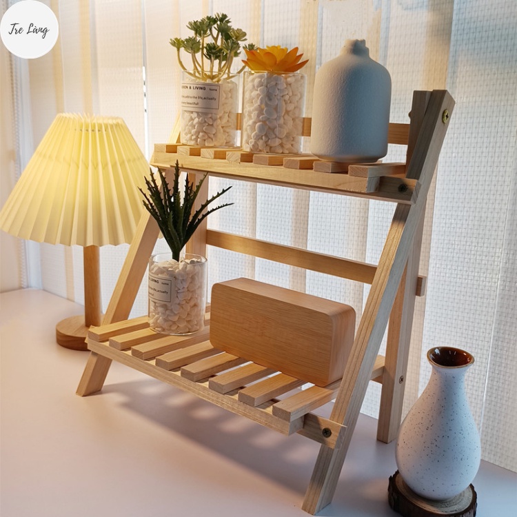 Kệ gỗ để bàn 2 tầng mini nhỏ gọn tiện dụng