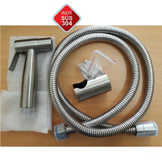 Vòi xịt vệ sinh inox304 cao cấp + Dây 1,2m chống xoắn đầu đồng + Cài xịt inox 100%