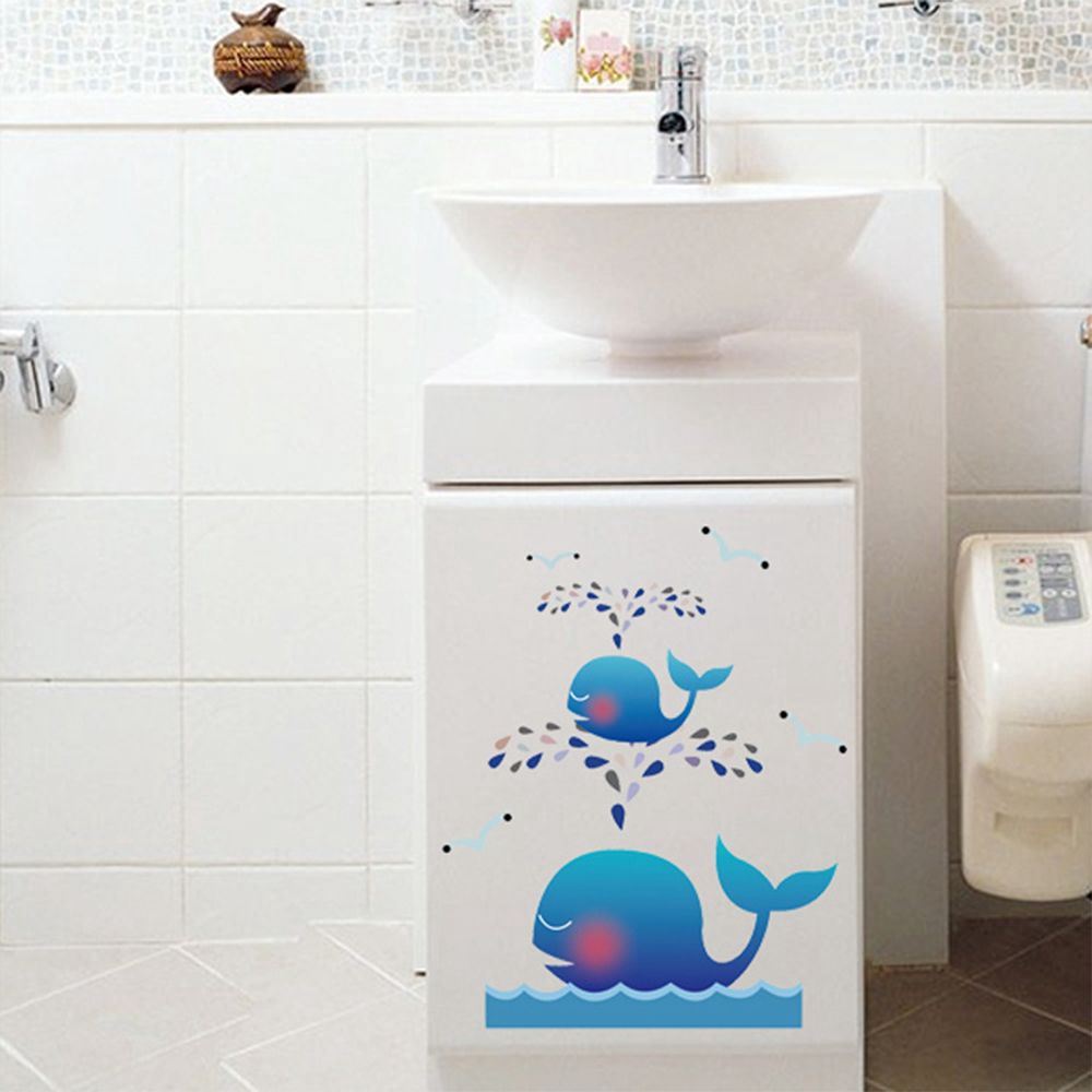 Sticker dán bồn cầu họa tiết hình chú cá voi dễ thương