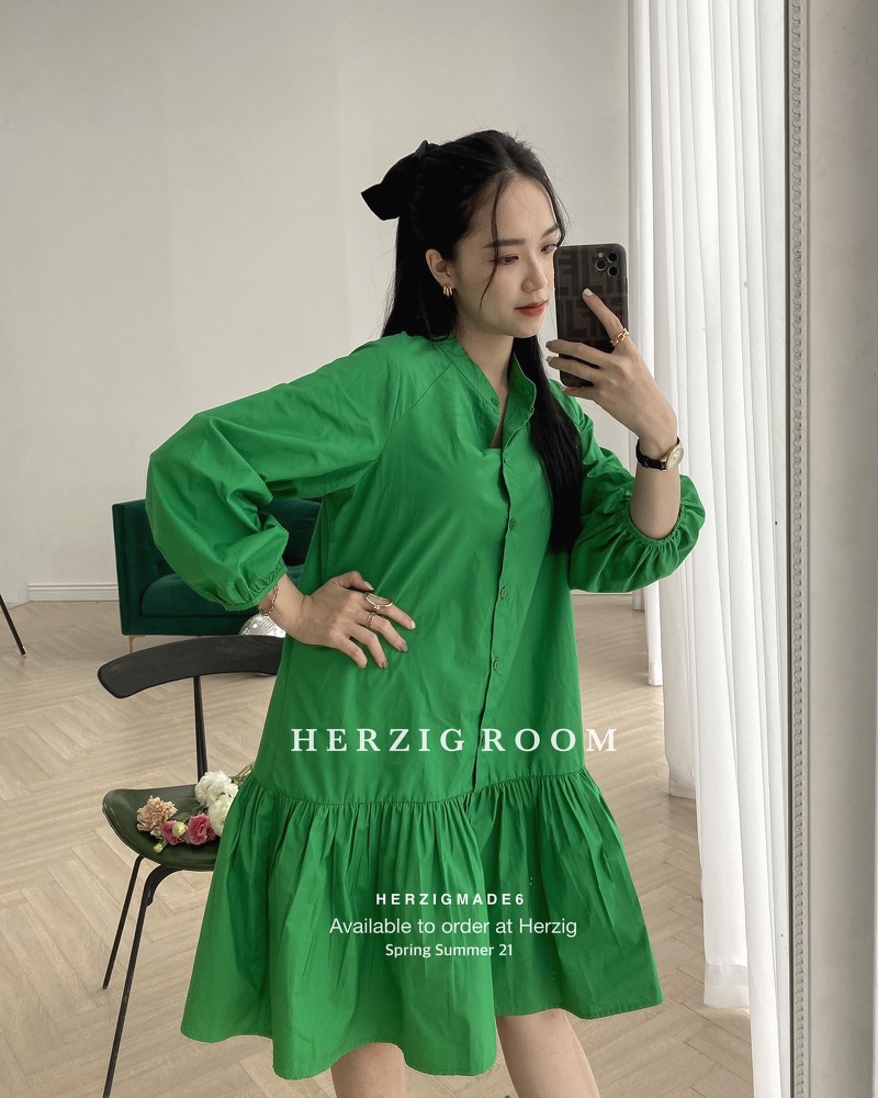 Váy sơ mi suông HERZIGMADE chất thô nhiều màu Soda pop dress - B1771