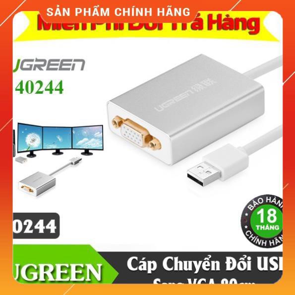 [CHÍNH HÃNG] Cáp Chuyển Đổi ( USB 2.0 sang VGA dài 80cm) Cao Cấp Chính Hãng Ugreen UG40244 chính hãng bảo hành 18 tháng