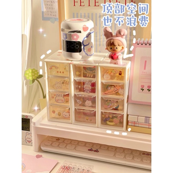 Tủ Mini Có Ngăn Kéo 4 Tầng Để Bàn Kèm Sticker.