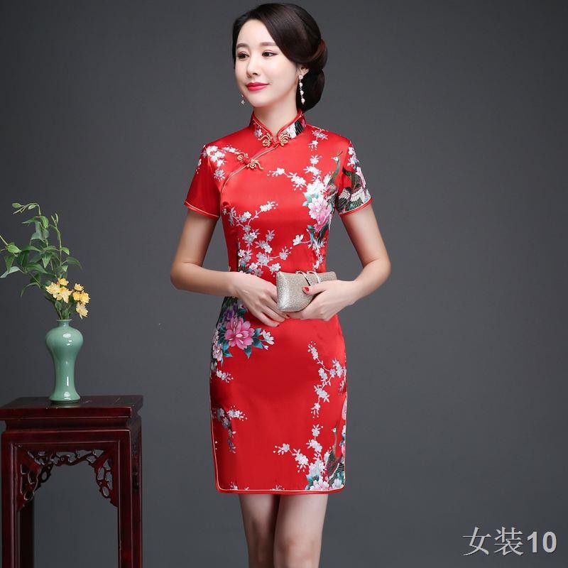 Cheongsam 2018 Phiên bản cải tiến mới của mùa thu và đông Váy sườn xám khario Retro Hàng ngày ngắn Slimd