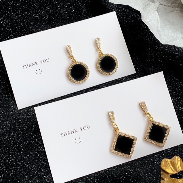 S925 Khuyên Tai Dáng Dài Đính Đá Lấp Lánh Xinh Xắn Phong Cách Hàn Quốc