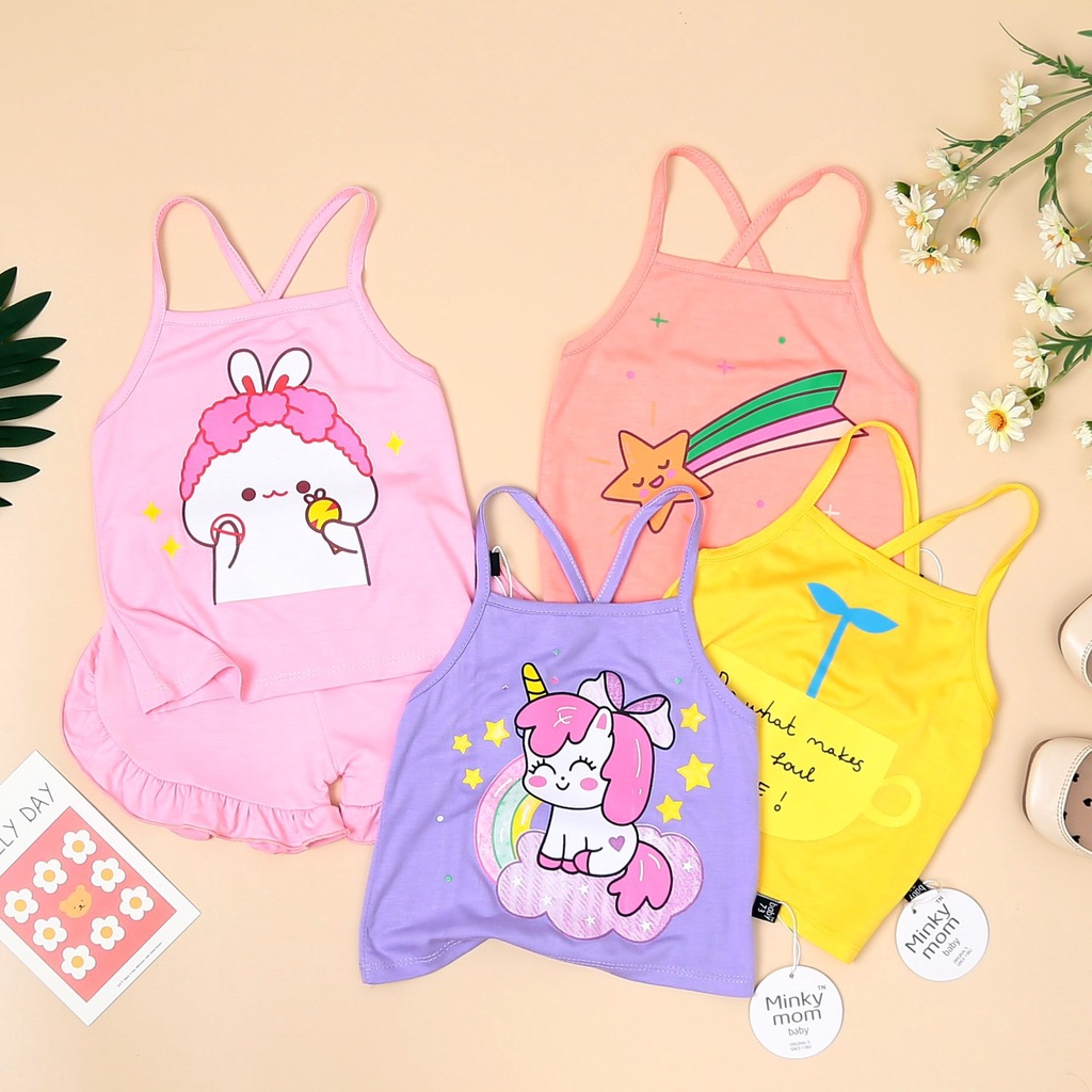 [Bé 7-19kg] Bộ 2 dây chéo quần chip bèo thun lạnh cho bé gái từ 7-19kg Bảng 1