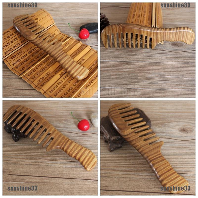 Lược Gỗ Đàn Hương Tự Nhiên Răng Thưa Massage Da Đầu
