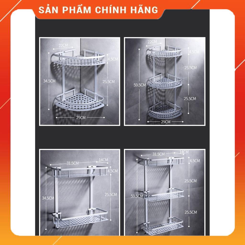 Giá treo đồ 2 tầng 2 loại hình chữ nhật, giá góc, giá để đồ đa năng gắn tường phòng tắm,nhà bếp, toilet có 2 móc treo đồ