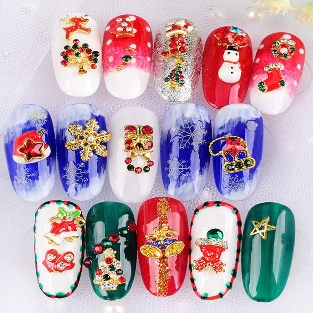 Hộp Phụ Kiện Kim Loại Trang Trí Móng 3D Chủ Đề Giáng Sinh