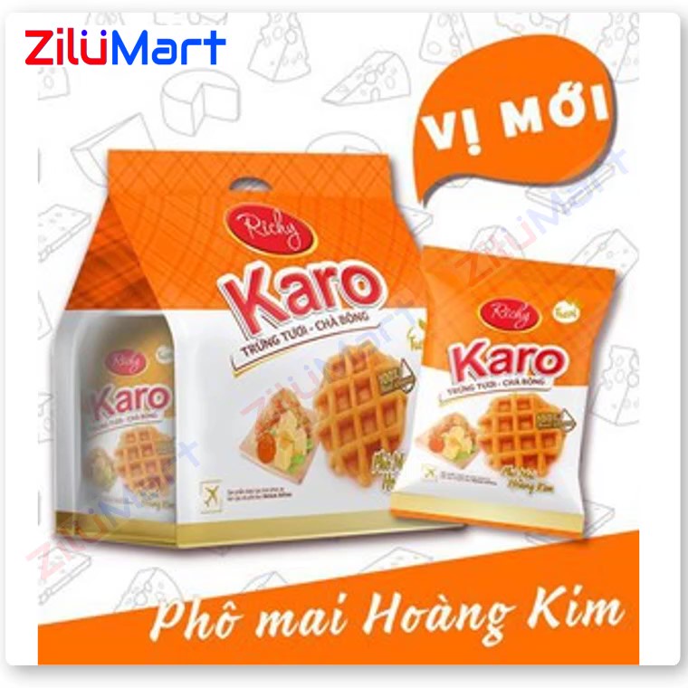 Bịch 6 gói bánh trứng tươi phô mai hoàng kim Karo loại 156g