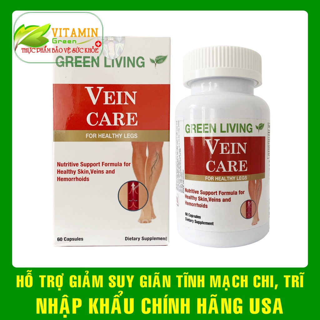 Viên uống giảm suy giãn tĩnh mạch chi và co búi trĩ GREEN LIVING VEIN CARE 60 viên | Nhập khẩu chính hãng Mỹ
