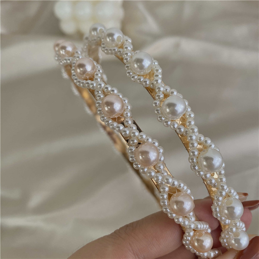 Băng Đô Hợp Kim Đính Ngọc Trai Nhân Tạo Phong Cách Hàn Quốc