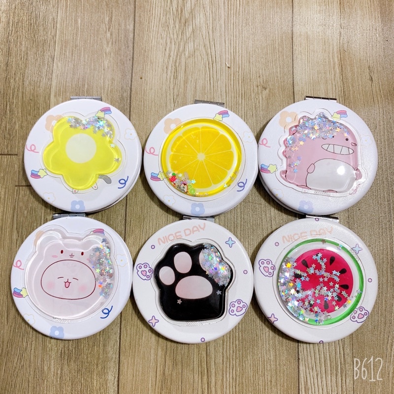 Gương mini hai mặt siêu xinh tròn nước nổi