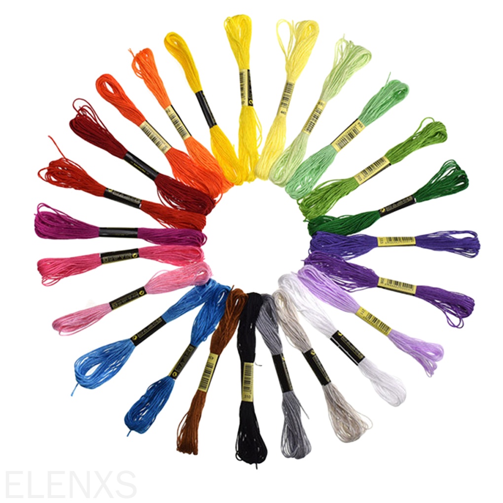 Chỉ cotton thêu dùng thêu chữ thập đan len thủ công DIY màu sắc ngẫu nhiên