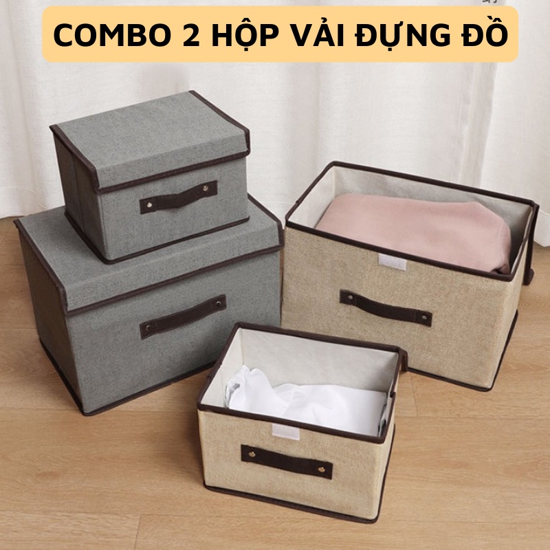 Hộp vải đựng đồ thùng đựng quần áo đồ lót đồ chơi bằng vải có nắp đậy tiện dụng