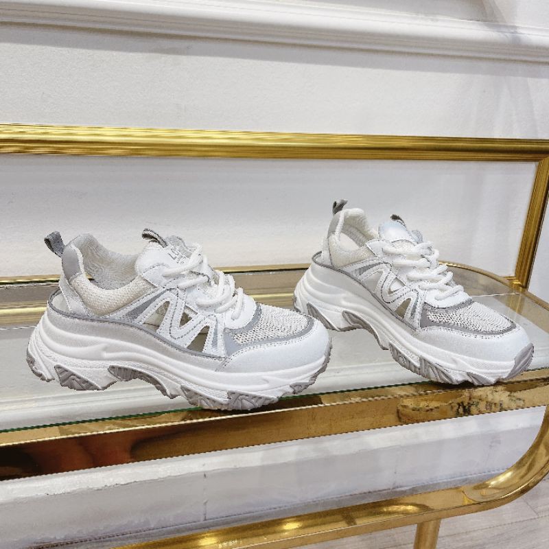 HJm(ẢNH THẬT) Giày Thể Thao Pha Lưới Cắt Thoáng Chân Đế 4p Da Mềm Êm Fullbox Cao Cấp