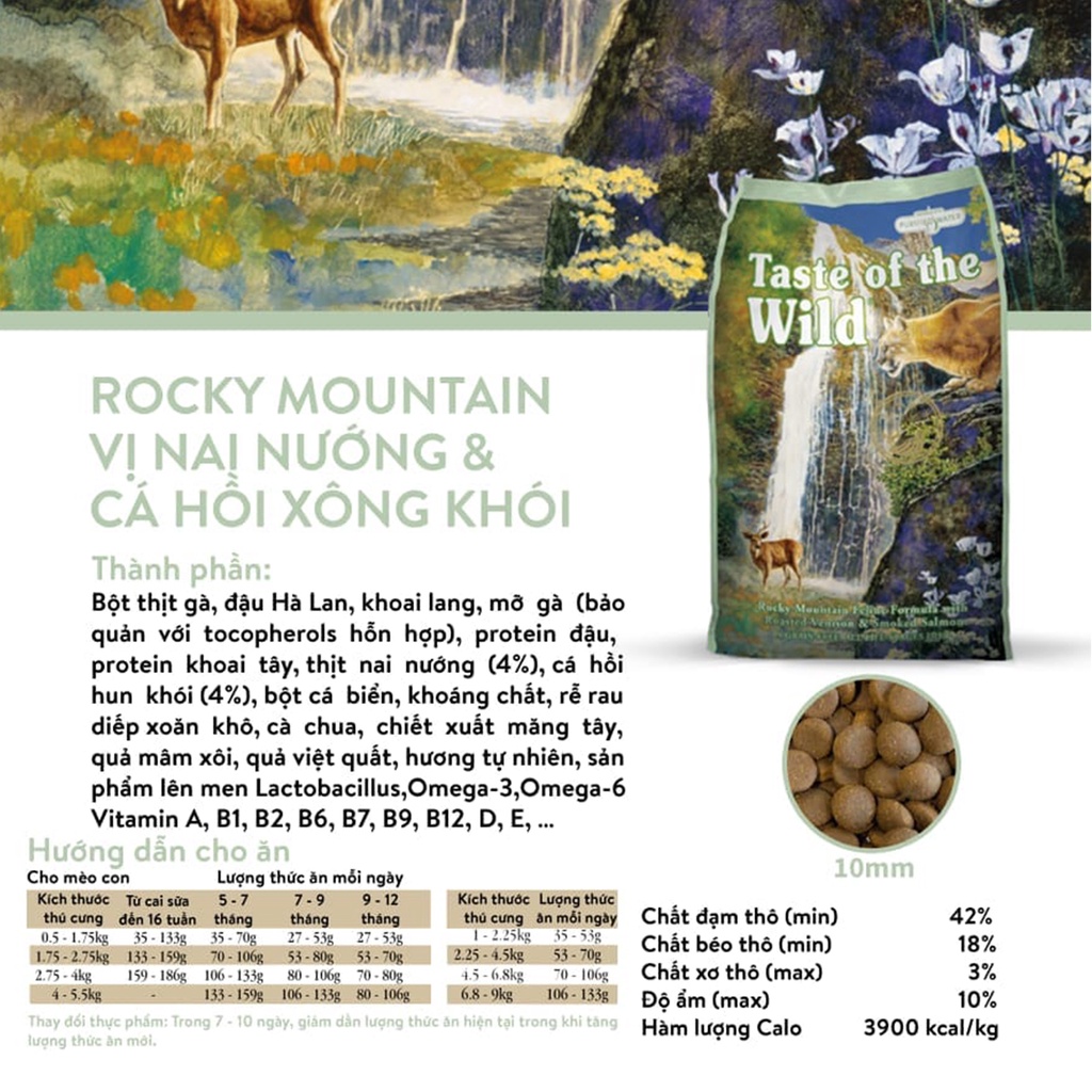 Thức Ăn Cho Mèo - Taste Of The Wild  - Thức Ăn Cho Mèo Anh Lông Ngắn Vị Nai Nướng, Cá Hồi, Chim Cút