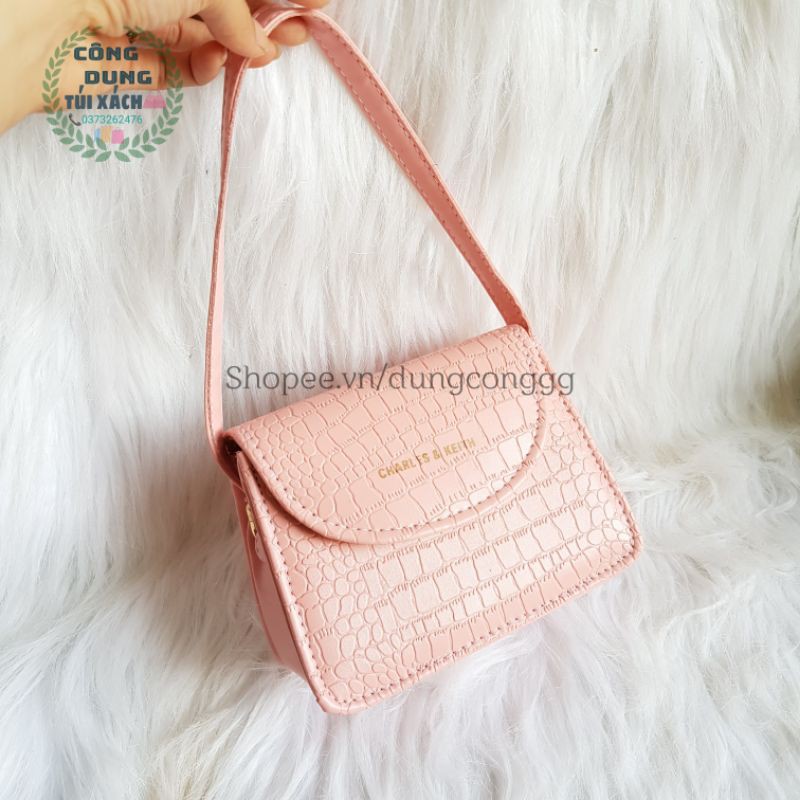 (Mã T5) Túi mini da rắn trơn size 18 hot trend