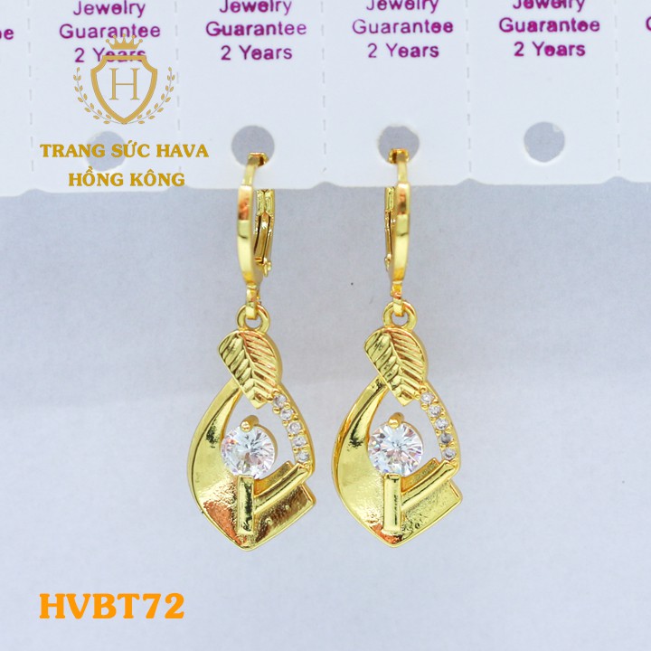 Bông Tai Titan Nữ, Khuyên Tai Dáng Dài Đính Đá Xi Mạ Vàng Non 24k - Trang Sức Hava Hong Kong - HVBT72