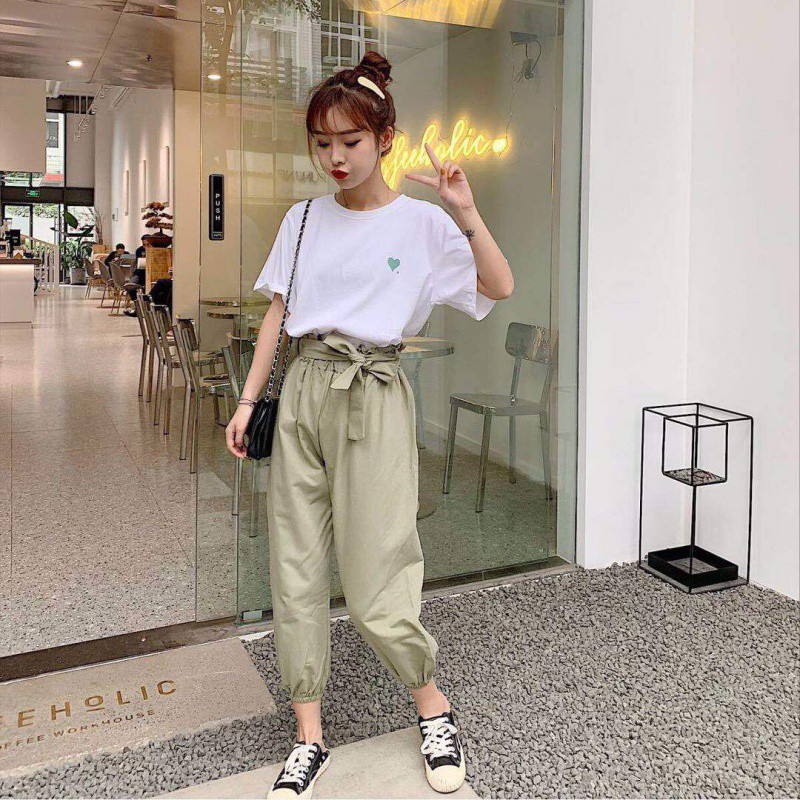Set áo thun tay ngắn + quần dài thiết kế đơn giản thanh lịch