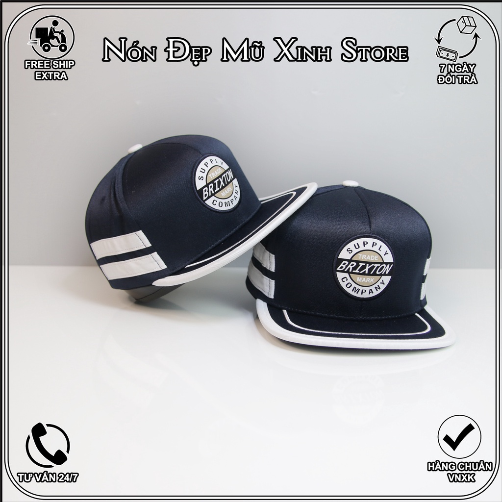 NÓN SNAPBACK BRIXTON NEMO CHẤT COTTON HÀN QUỐC CAO CẤP, PHỐI VIỀN TRẮNG, PHOM NÓN CỨNG CÁP NAM TÍNH chuẩn xịn