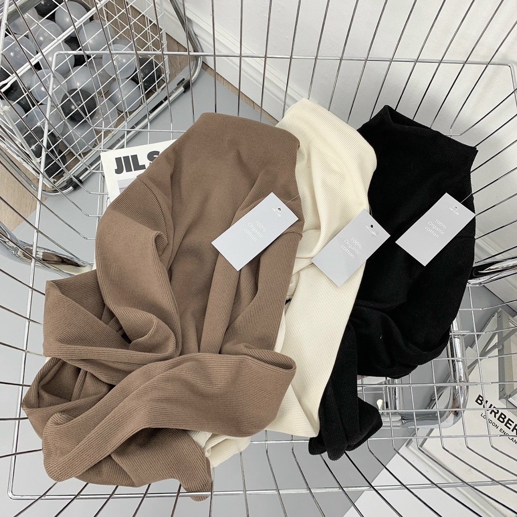 Áo Len Nữ Cổ Cao Chất Nhung Tăm Cotton Mềm, Mịn, Dày Đẹp, Không Xù
