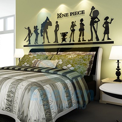 Tranh dán tường mica 3d decor khổ lớn luffy và các nhân vật one piece trang trí quán game, net Nhiều Size - EPeBen