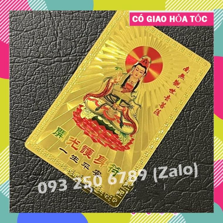 [ĐÃ KHAI QUANG] Kim Bài Quan Âm Bồ Tát, Bình An May Mắn Plastic