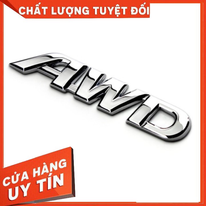 Decal tem chữ AWD inox dán ô tô G40108 QN